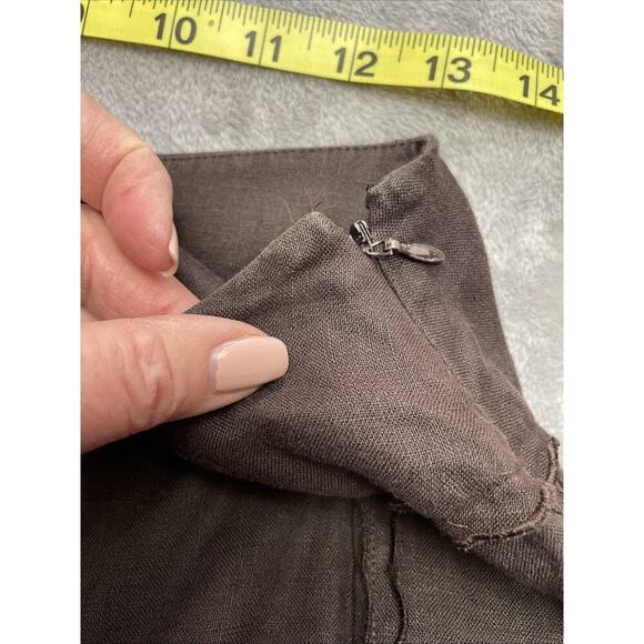 INC International Concepts 100% Linen Skirt Womens 8P Brown A Line Ruffle Detail - Picture 6 of 9